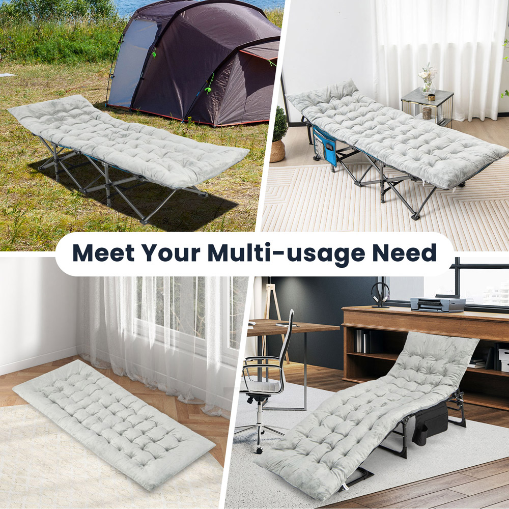 Costway Grey Crystal Velvet Outdoor Camping Mattress Image 5
