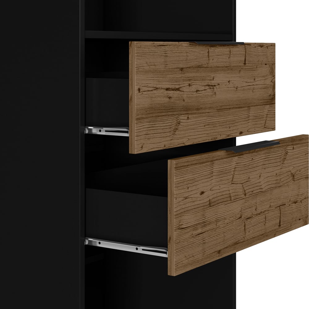 Seconique Madrid 2 Drawer 4 Shelf Black Acacia Effect Bookcase Image 6