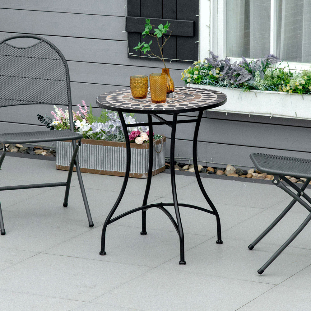 Outsunny Mosaic Round Bistro Table Black Image 7