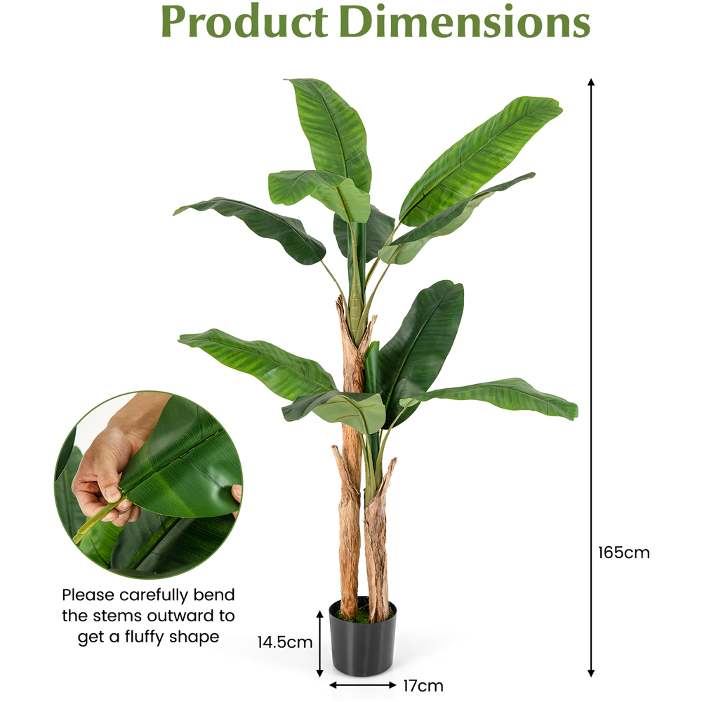Costway Banana Tree Artificial Plant In Pot 5.4ft Image 9