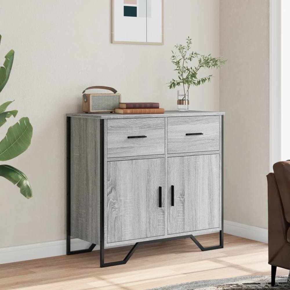 vidaXL 2 Door 2 Drawer Grey Sonoma Wooden Sideboard Image 9
