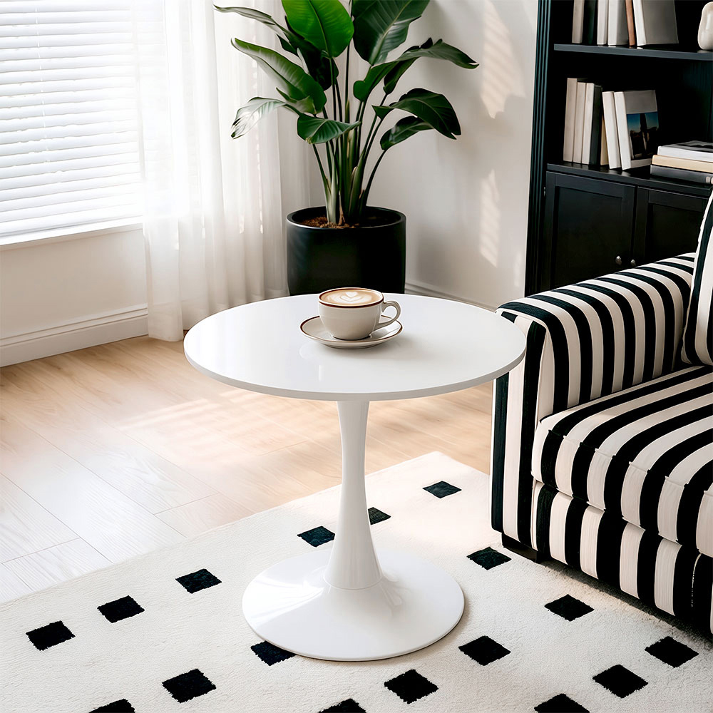 Living and Home 2 Seater Round Dining Table with Metal Base White Image 7