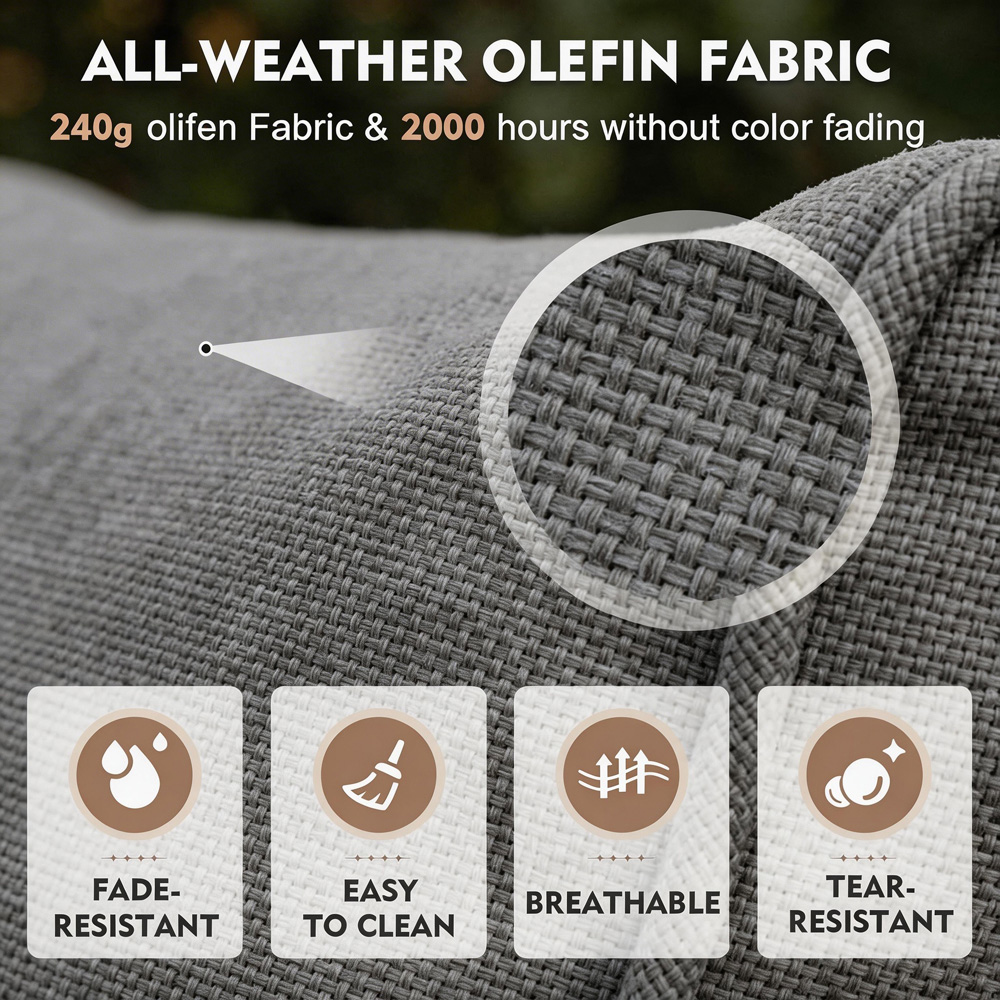 Furniture One 9 Seater Grey Aluminium Outdoor Corner Lounge Set with Fire Pit Table Image 6