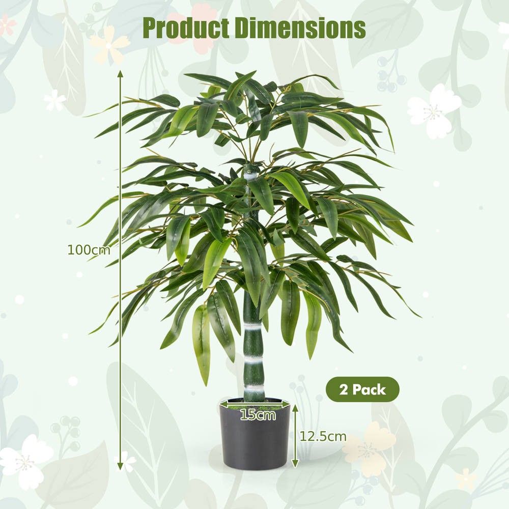 Costway Plastic Nursery Pot Artificial Bamboo Tree Set of 2 Image 8