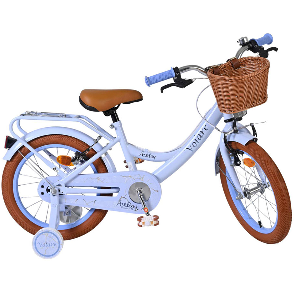 Volare Ashley Kids 16 inch Pink Pastel Bike with Stabilisers Rack and Basket Image 4