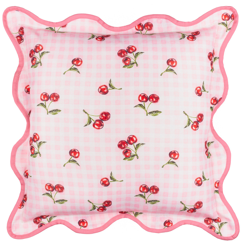 Furn Fruits Pink Cherries Gingham Check Cushion 45 x 45cm Image 3