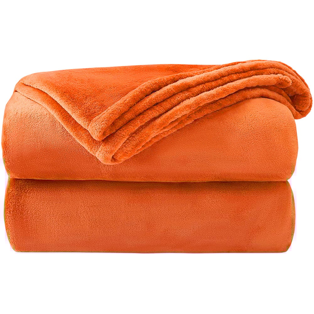 Velosso Orange Flannel Faux Mink Throw 150 x 200cm Image 1
