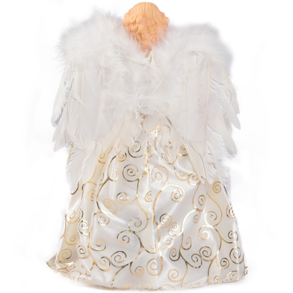 Living and Home Off White LED Angel Christmas Tree Topper Image 3