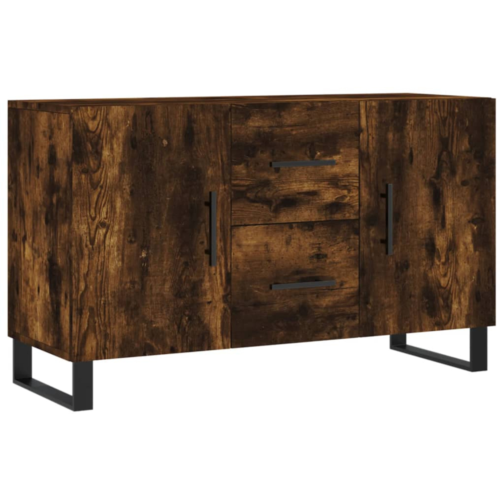 vidaXL 2 Door 2 Drawer Smoked Oak Sideboard Image 2
