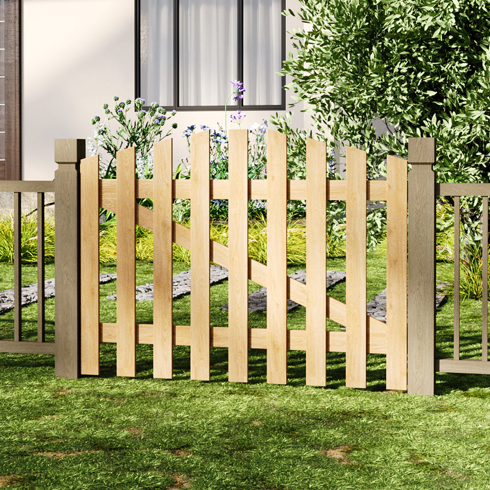 Outdoor Minimalist Nature Wooden Fence Gate, 90 x 120 x 2.5cm Image 2