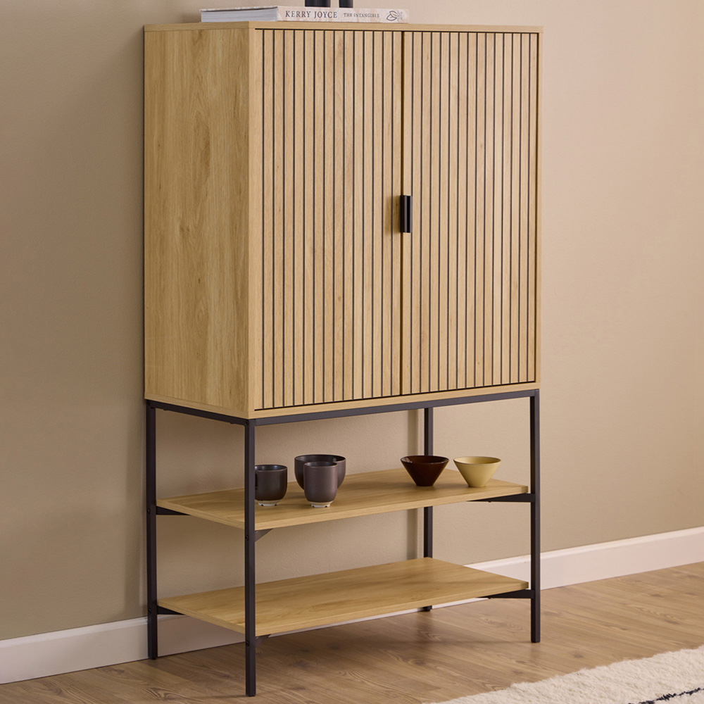 Florence Jaipur 2 Door 2 Shelf Oak Cabinet Image 1