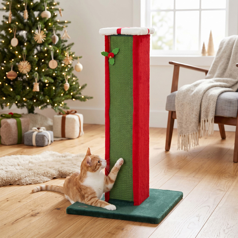 PawHut Green Cat Scratching Post with Bell Toy 81cm Image 4