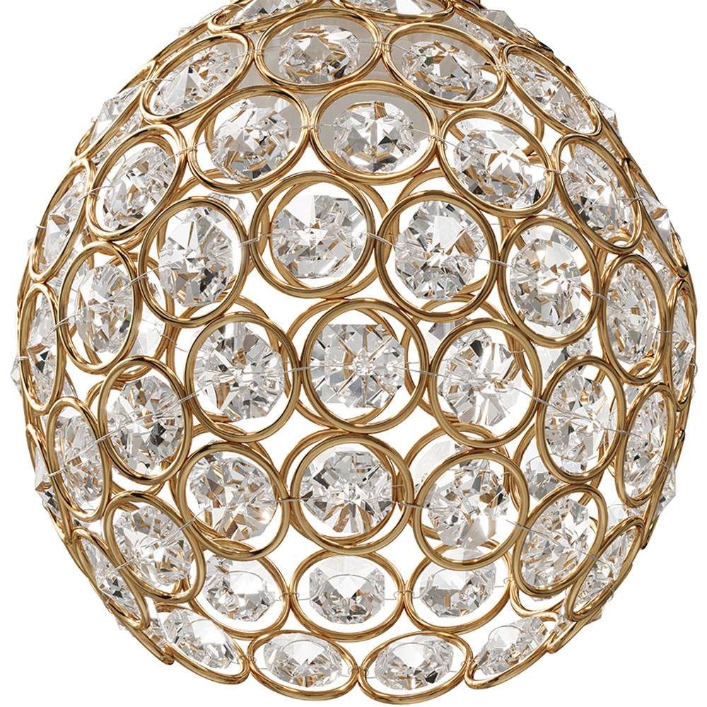 Living and Home Gold Iron Spherical Clear Glass Shade E27 Pendant Light Image 6