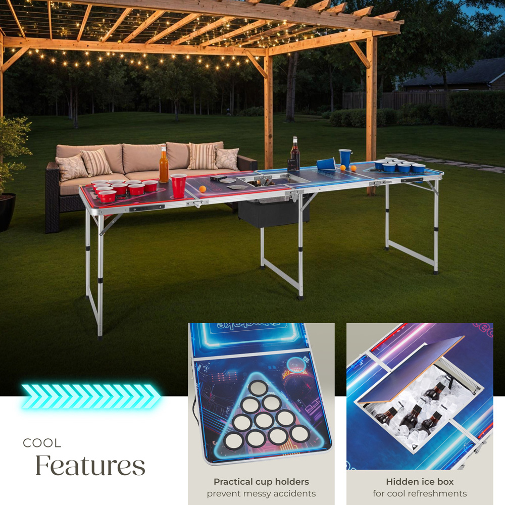 tectake Multicolour Beer Pong Table with Ice Box Image 3
