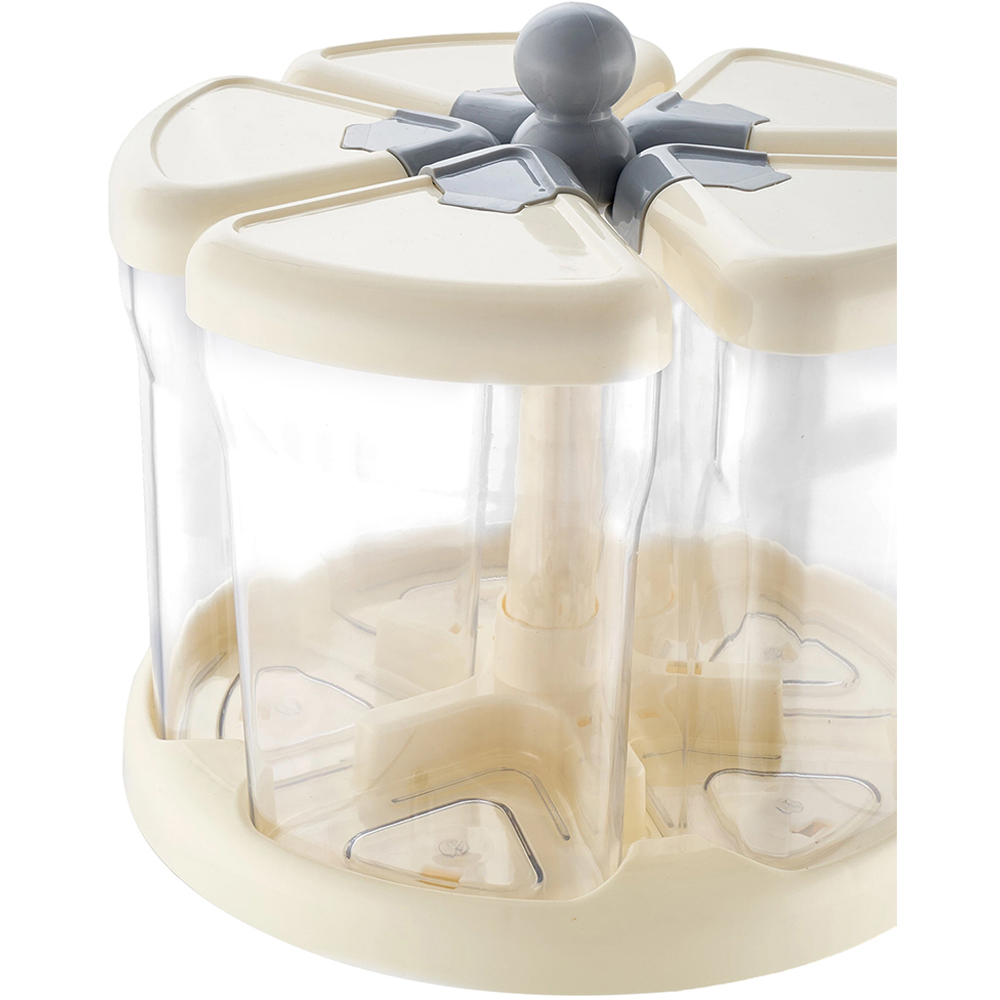 Living and Home Grey and Cream White 5 Container 360 Rotating Grain Dispenser Image 5