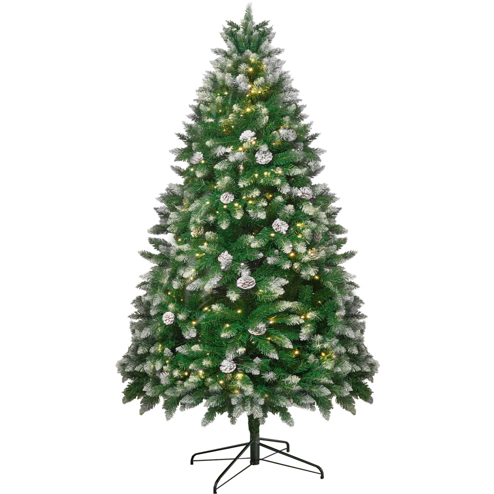Abrihome Pre Lit Snow Flocked Artificial Christmas Tree 7ft Image 1