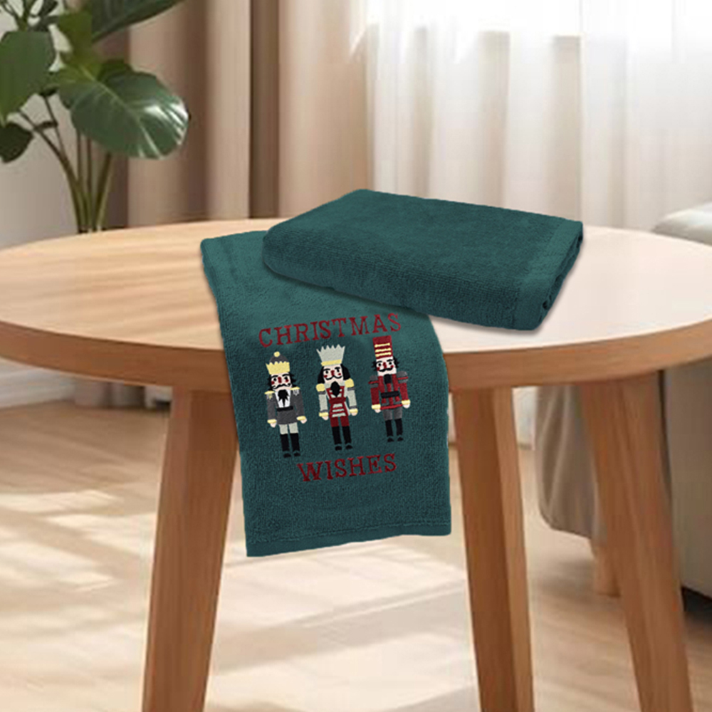 Noel Square Nutcracker Green Hand Towel 2 Pack Image 2