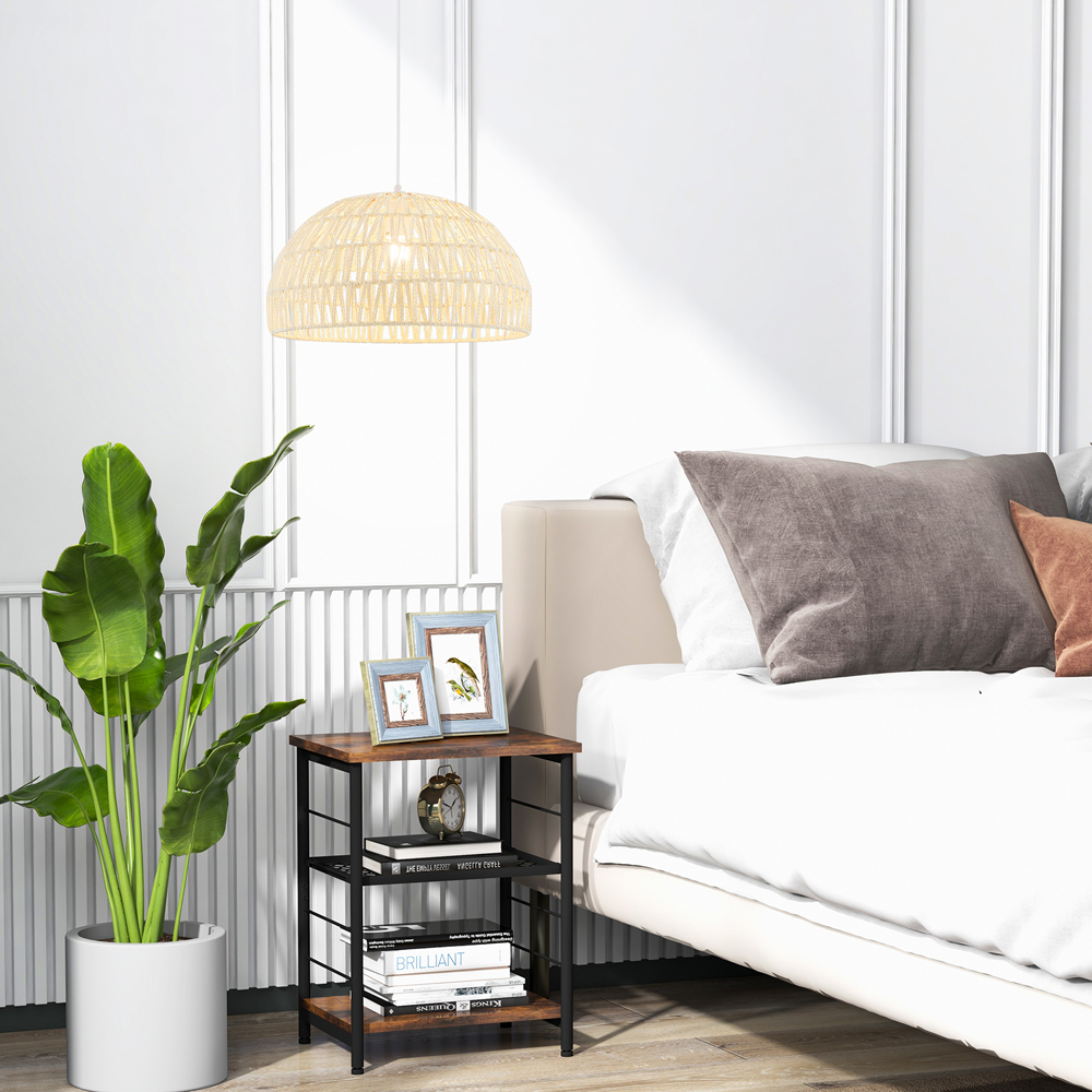 Costway Beige Dome Paper Ceiling Pendant Light Image 4