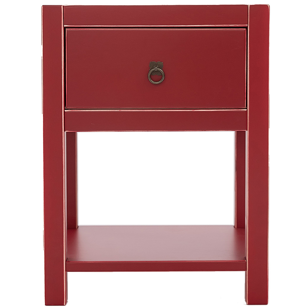 Sino Single Drawer Red Bedside Table Image 3
