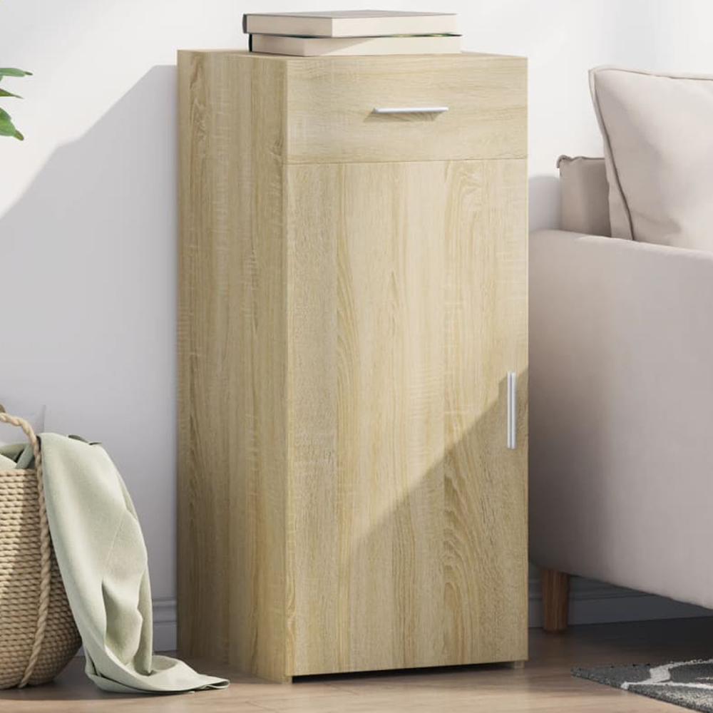 vidaXL Single Door Single Drawer Sonoma Oak Sideboard Image 1