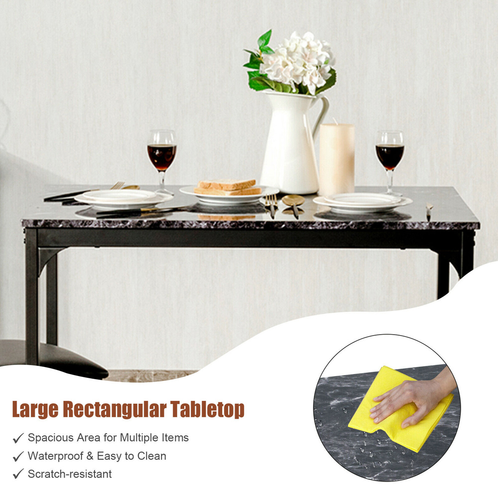 Costway 2 Seater Faux Leather Dining Set Black Image 4
