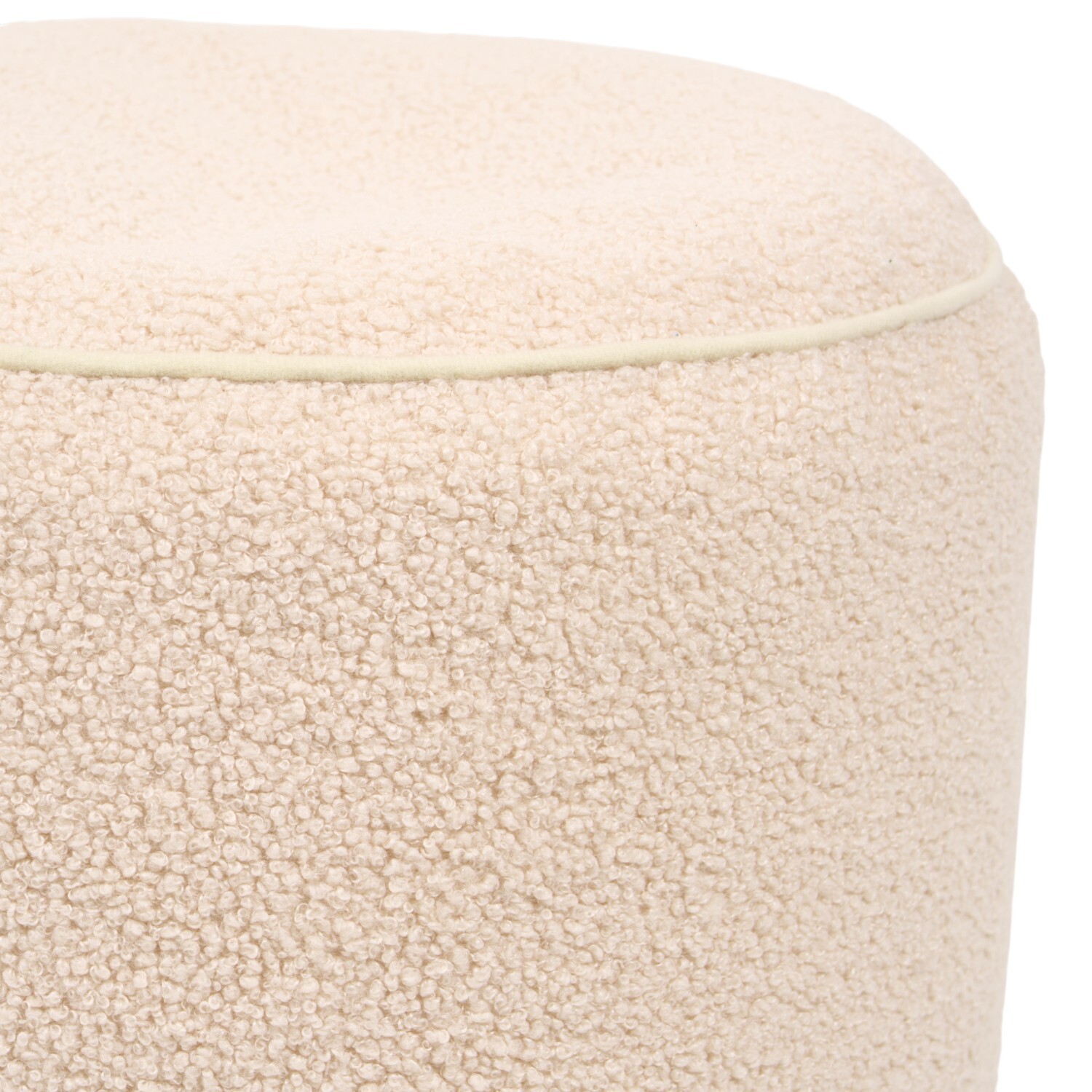 Round Boucle Footstool Natural Image 3