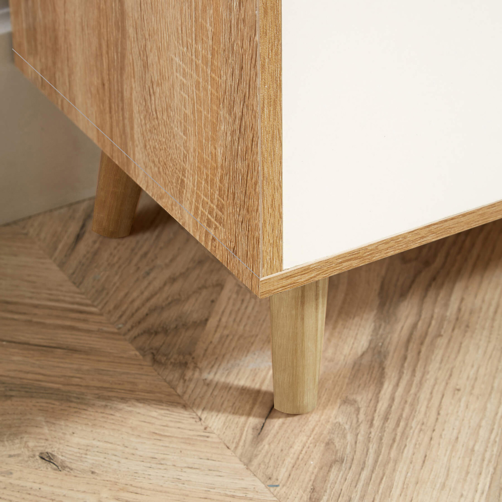 Home Source Boden 4 Drawer Oak and White Wide Chest of Drawers Image 5