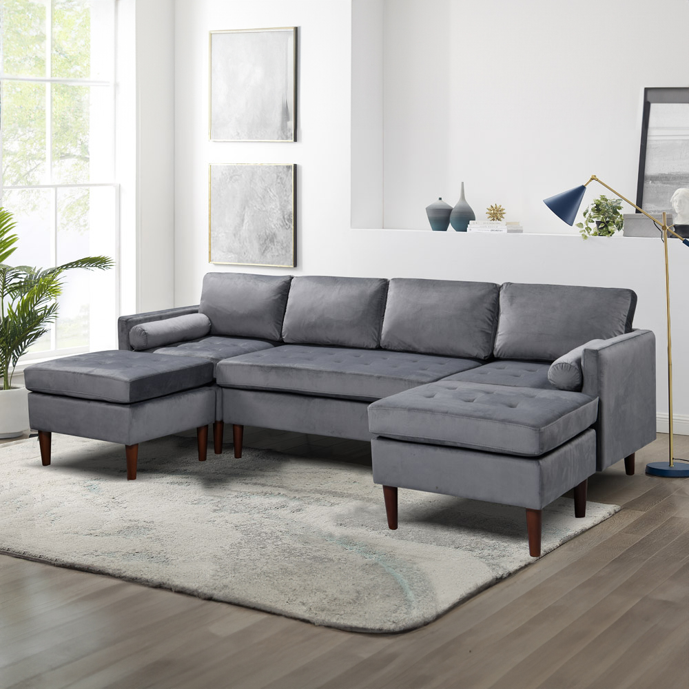 Brooklyn 6 Seater Dark Grey Fabric Modular Sofa Image 1