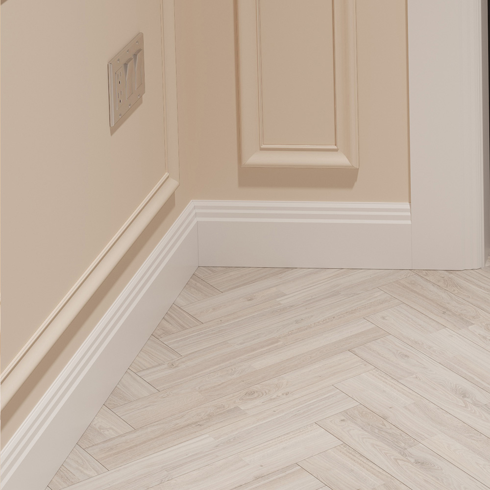 National Skirting White Stepped Primed Skirting Board 18mm 195 x 3040mm Image 2