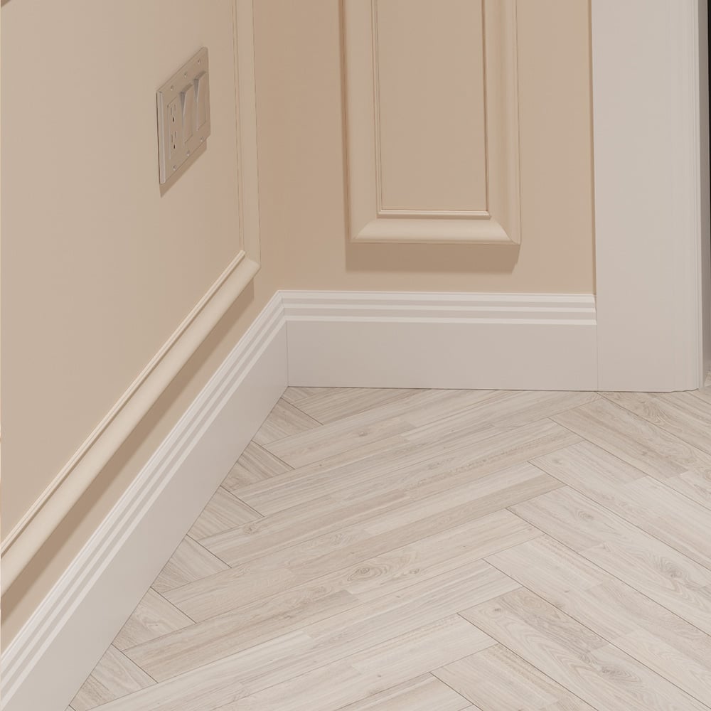 National Skirting White Stepped Primed Skirting Board 18mm 140 x 3040mm Image 2