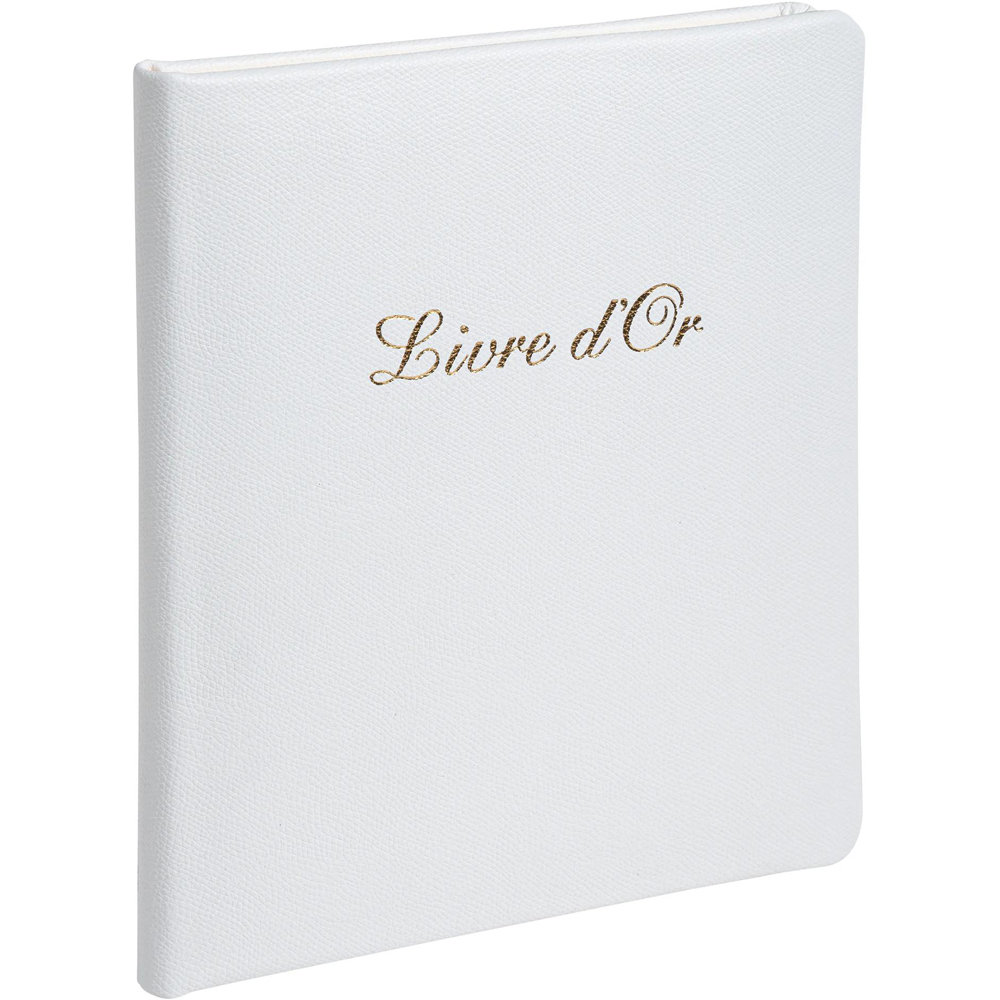 Exacompta White Leather Livre D or Guest book with French cover and Gold Edges 140 Pages Image 1