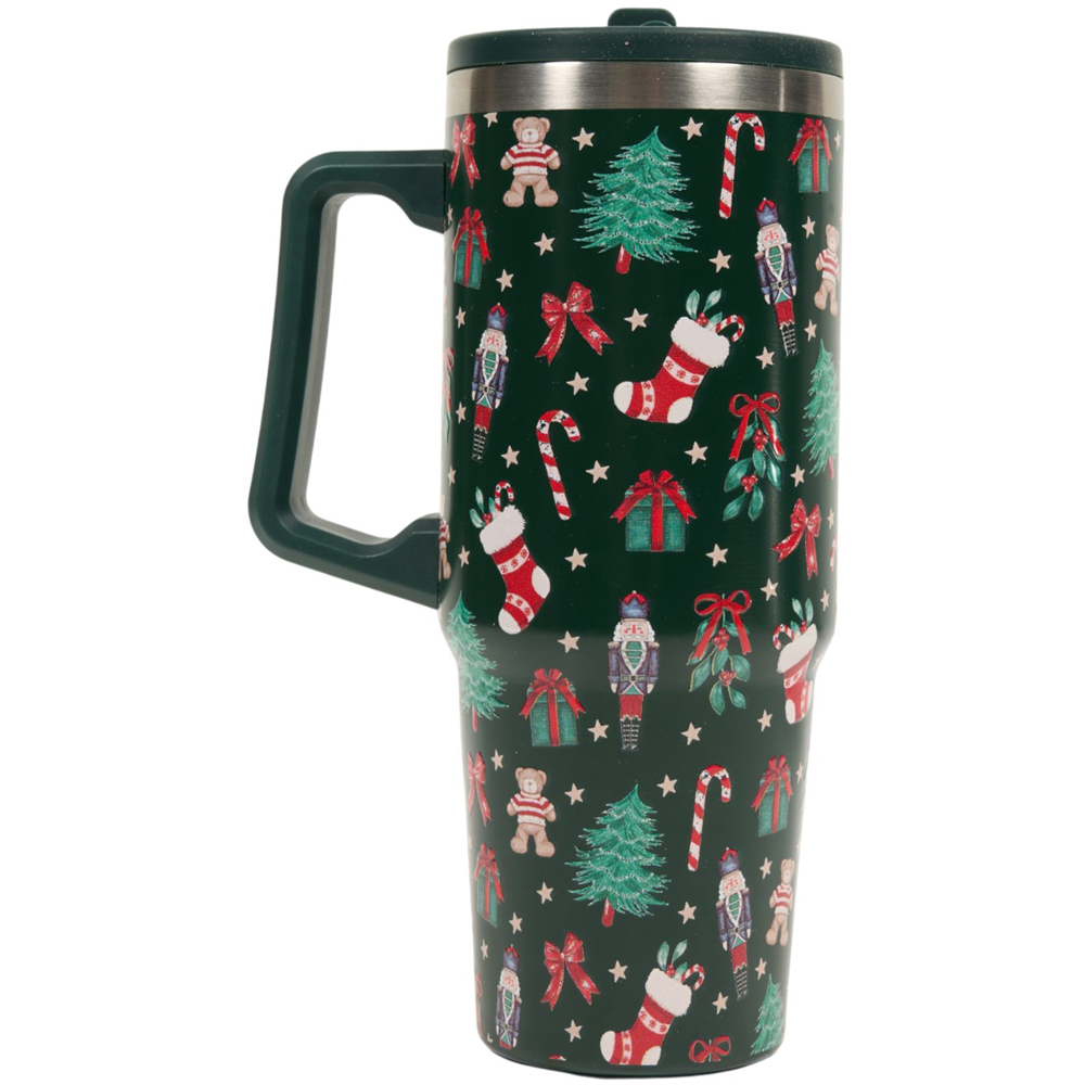 Xmas Print Vacuum Tumbler with Lid Image 1