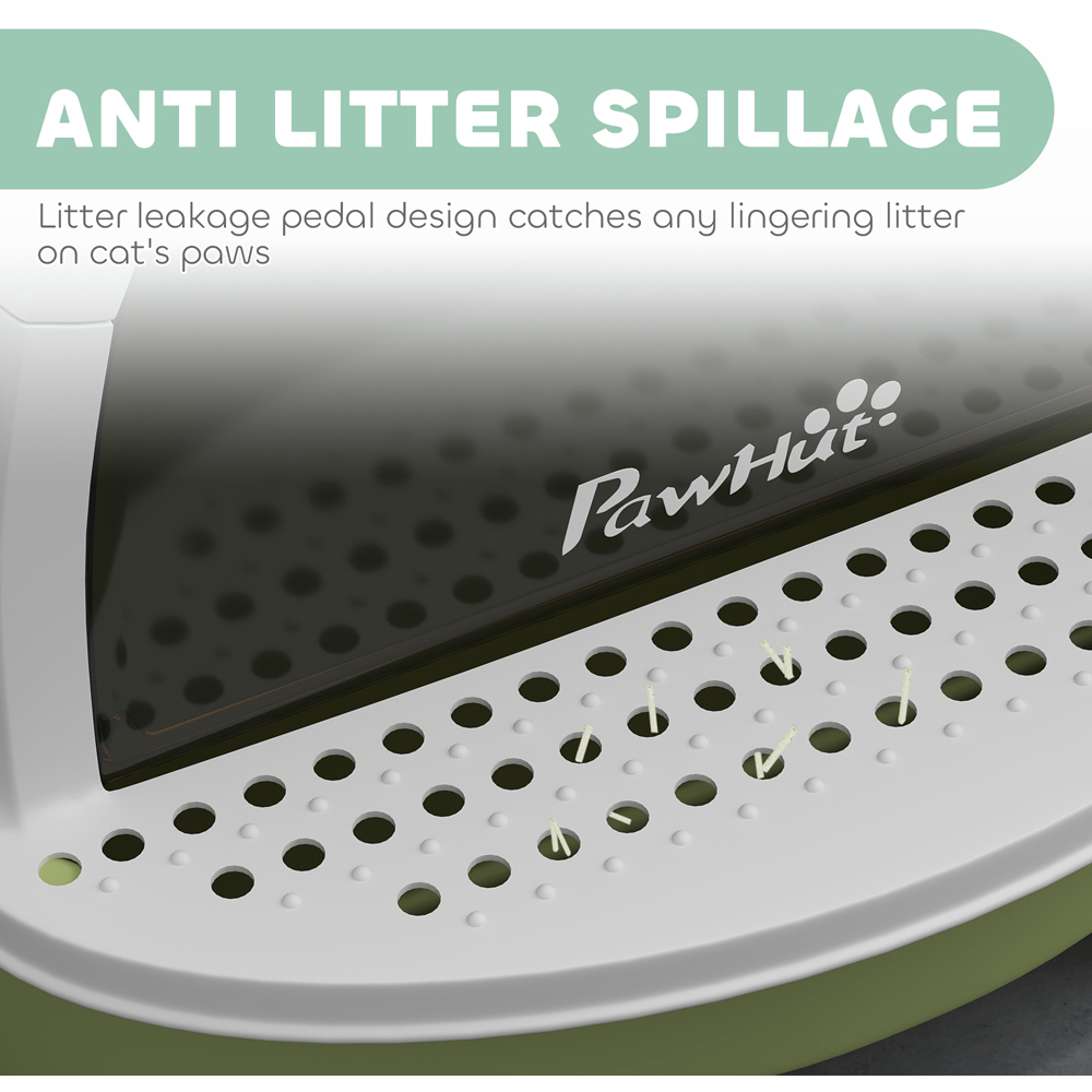 PawHut Green Enclosed Cat Litter Box with Lid and Pull-Out Drawer Image 7
