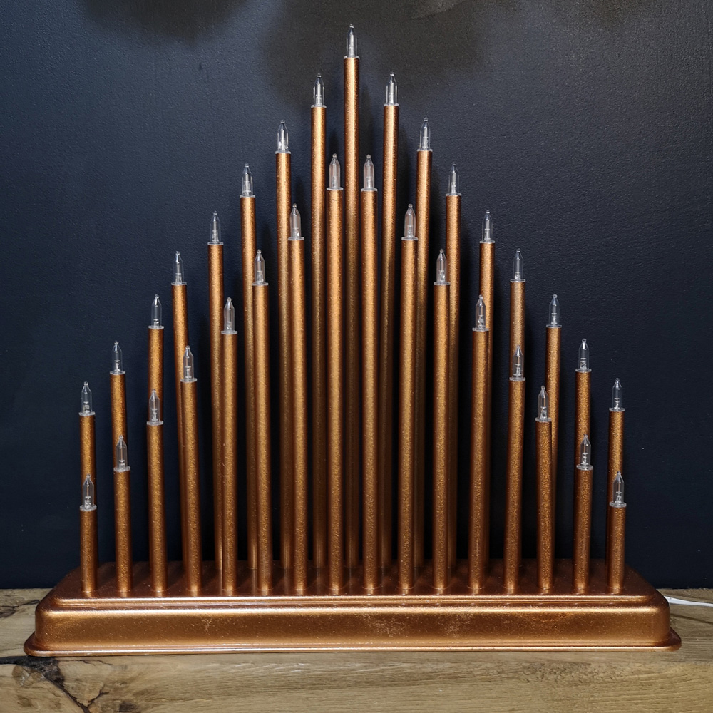 Premier 33 Warm White LED Rose Gold Light Up Christmas Candle Bridge 34cm Image 7