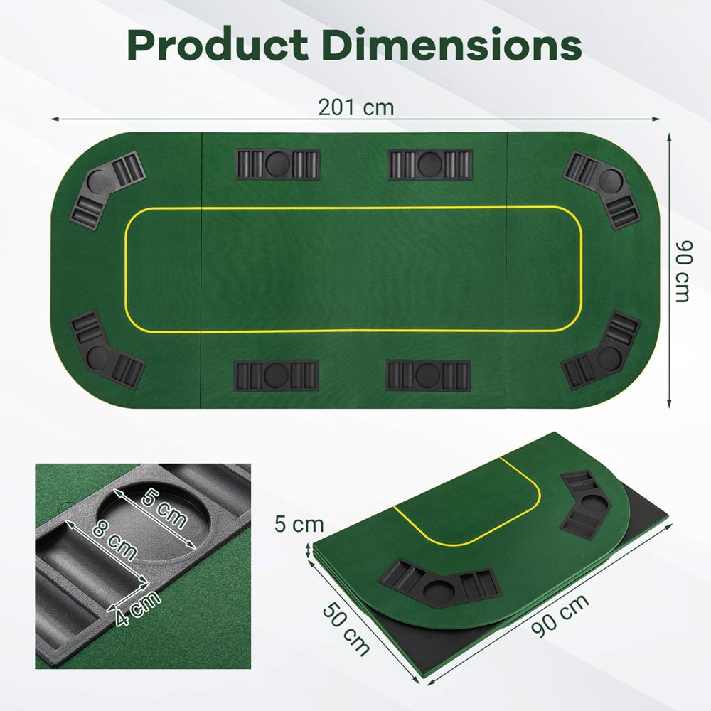 Costway 8 Player Green Foldable Poker Table Top with Carry Bag Image 7