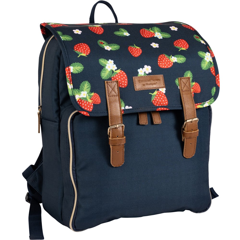Summerhouse by Navigate Navy Strawberries and Cream Insulated Backpack Image 1