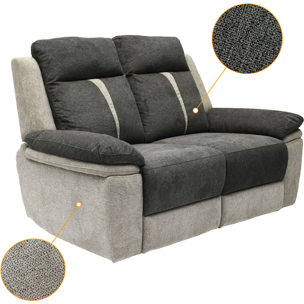 Comfy Living 6 Seater Grey Manual Recliner Sofa Set Image 3