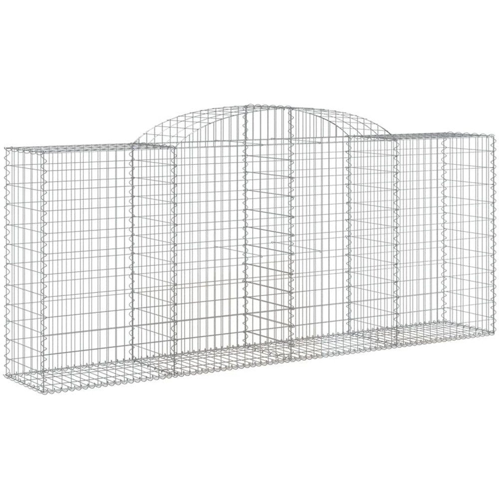 vidaXL Silver Galvanised Iron Arched Gabion Basket 300 x 50 x 120/140cm 2 Pack Image 1