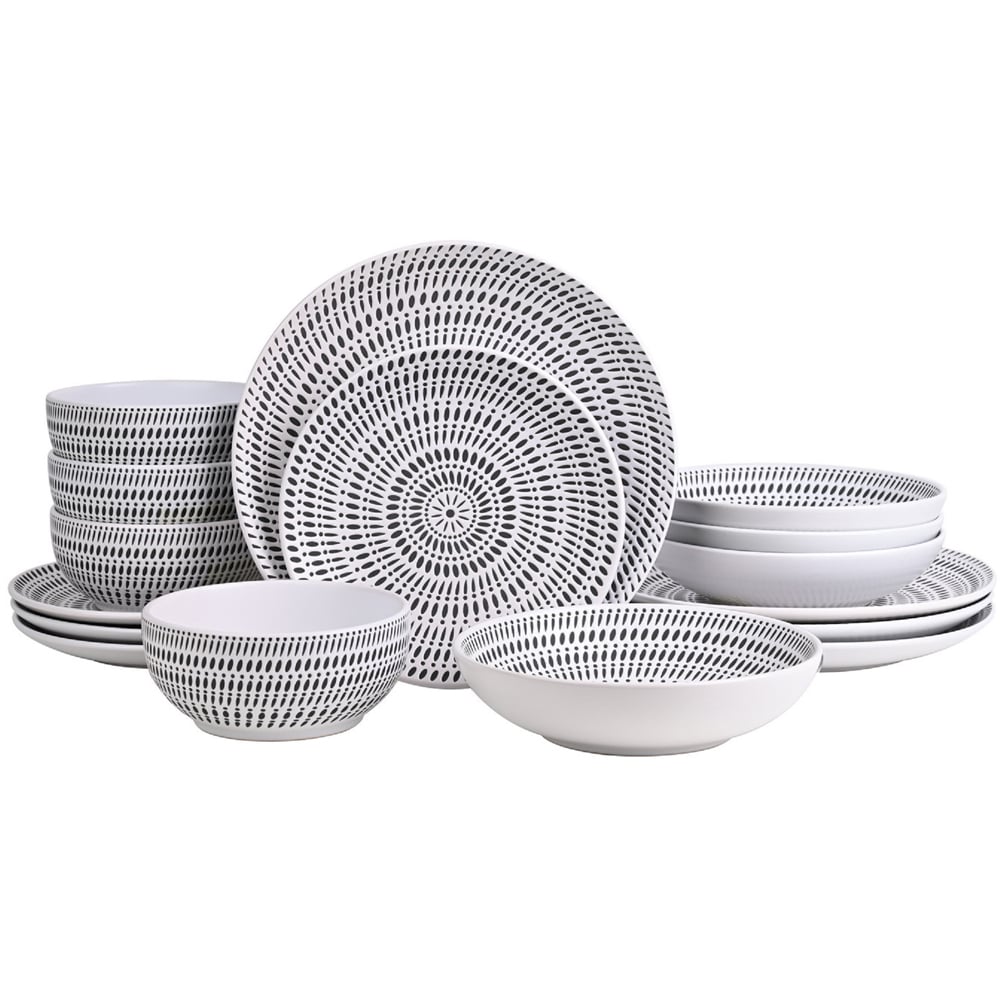 Waterside White Pad Print 16 Piece Dinner Set Image 1