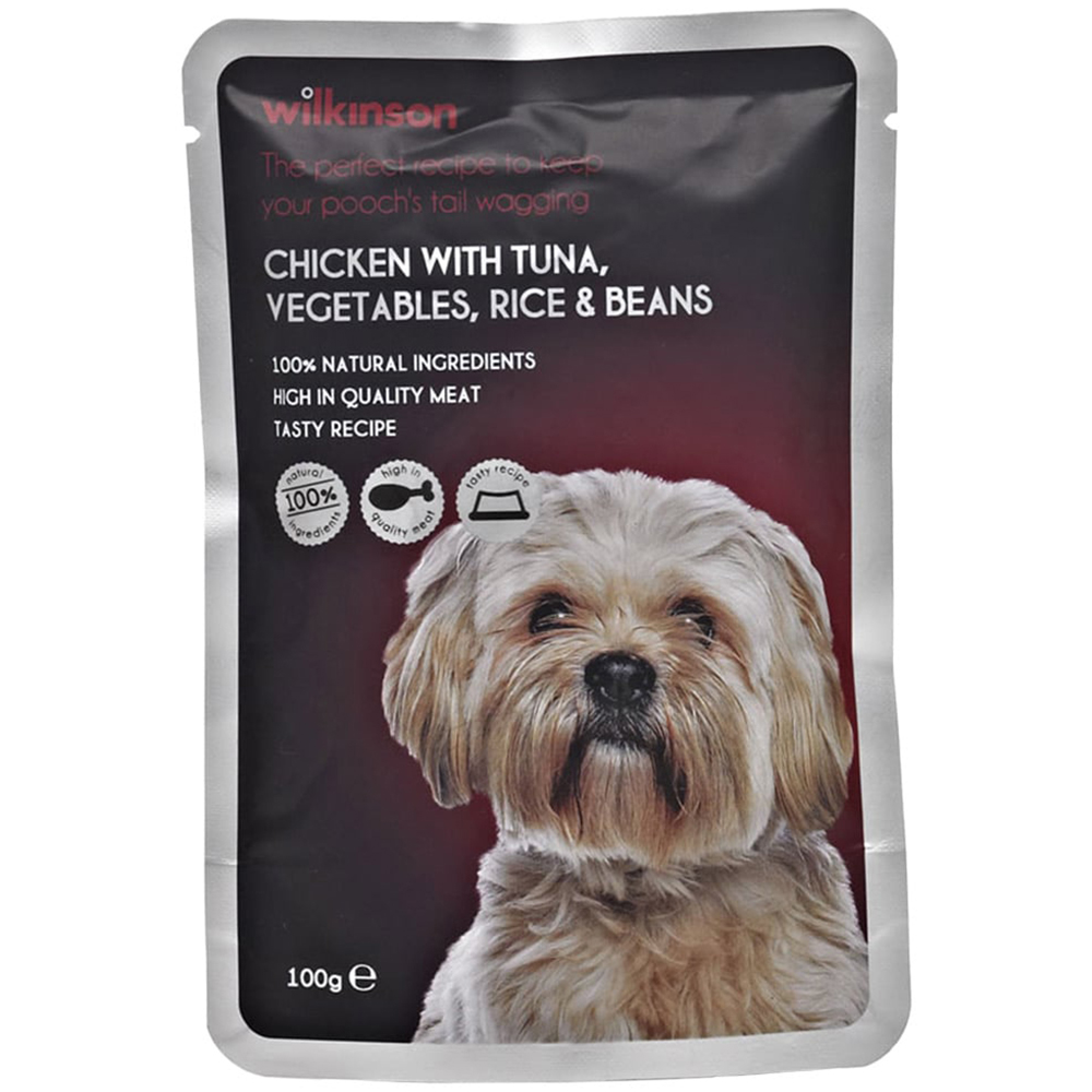 Wilko Chicken with Tuna, Vegetables, Rice and Beans Dog Food Pouch 100g Image 1