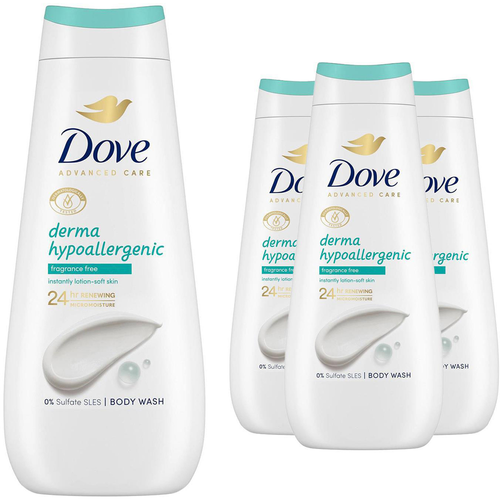 Dove Advanced Care Hypoallergenic Body Wash 400ml 4 Pack Image 1