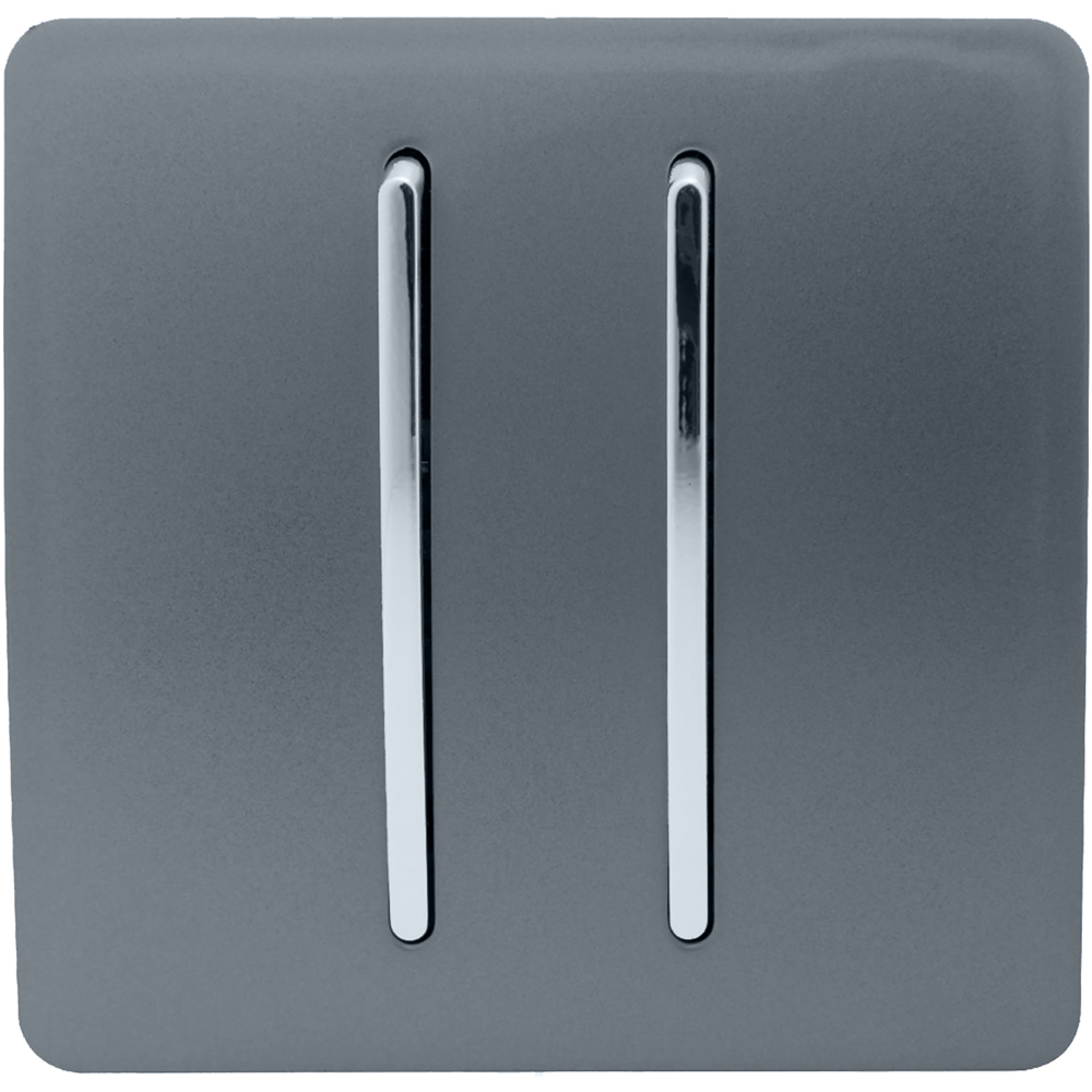 Trendi Switch 2 Gang 10amp 1 or 2 Way Warm Grey Rocker Light Switch Image 1