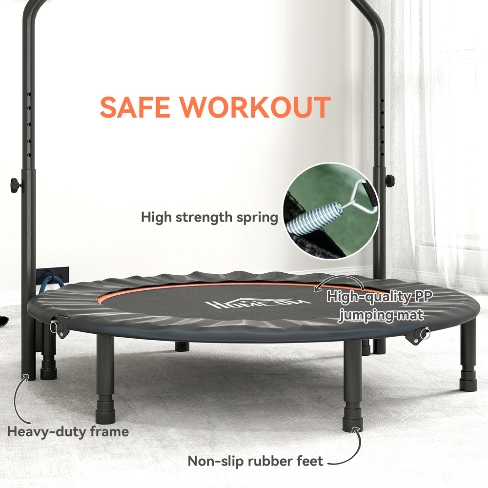 HOMCOM 4ft Orange Foldable Mini Trampoline with Adjustable Foam Handle Image 6