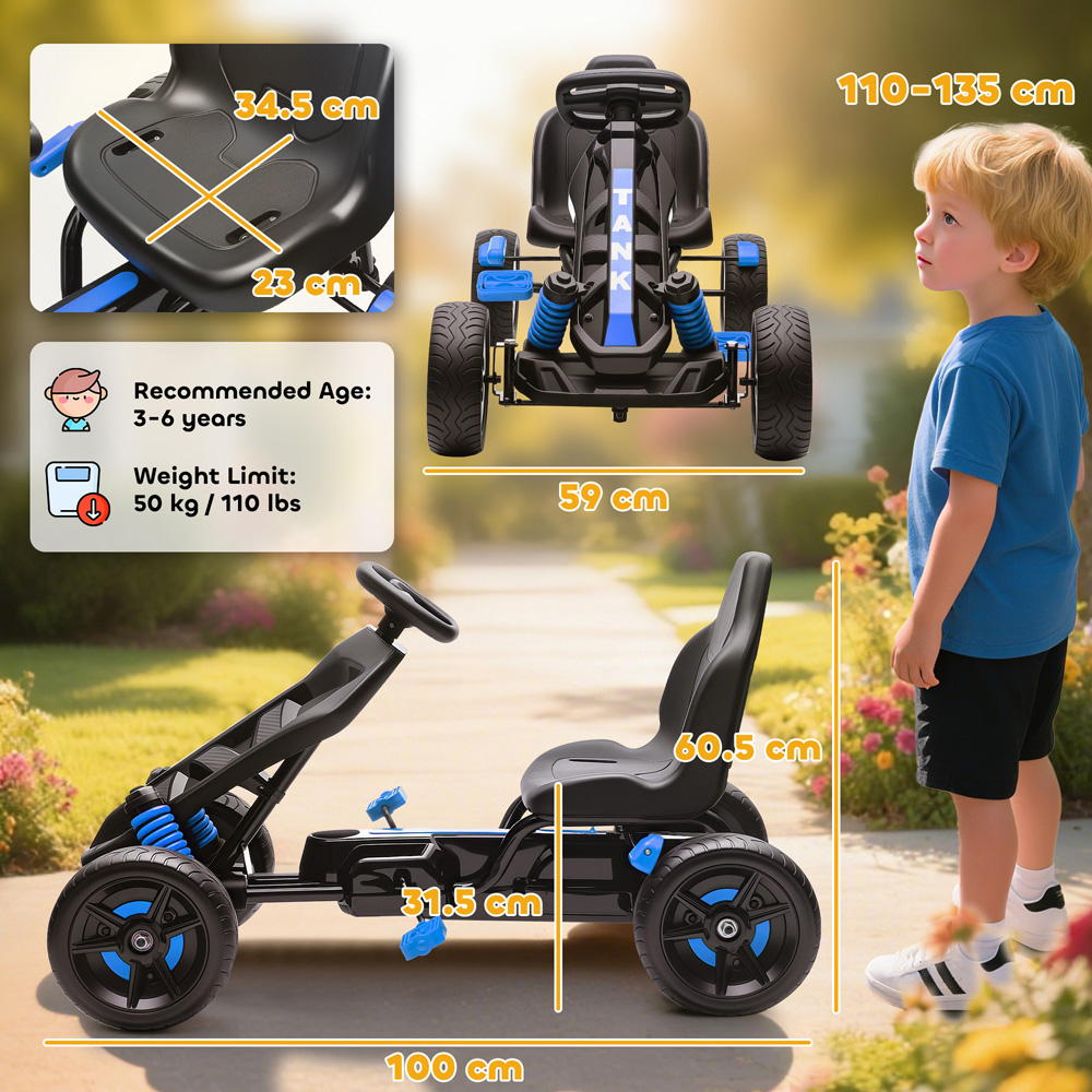 Tommy Toys Kids Pedal Go Kart with Automatic Clutch Blue Image 9