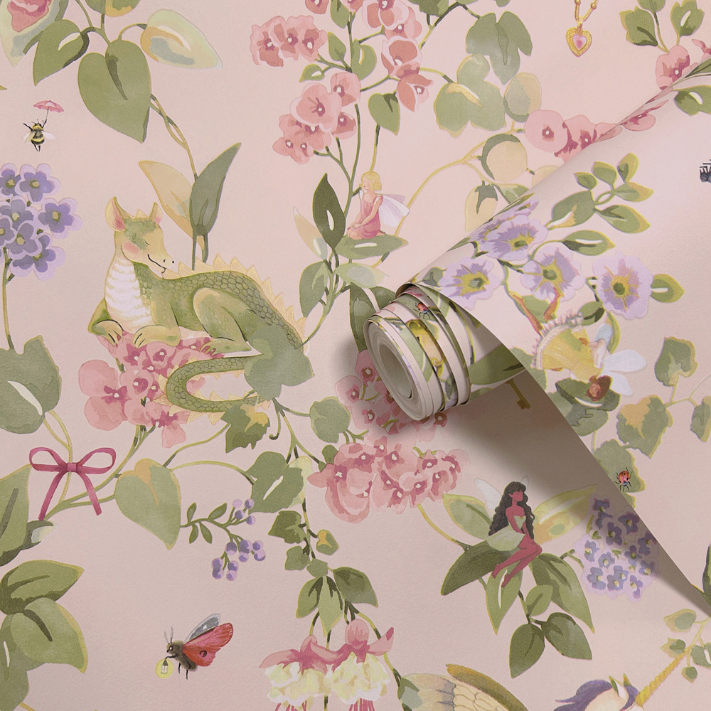 Holden Decor Away with the Fairies Pink Wallpaper Image 2