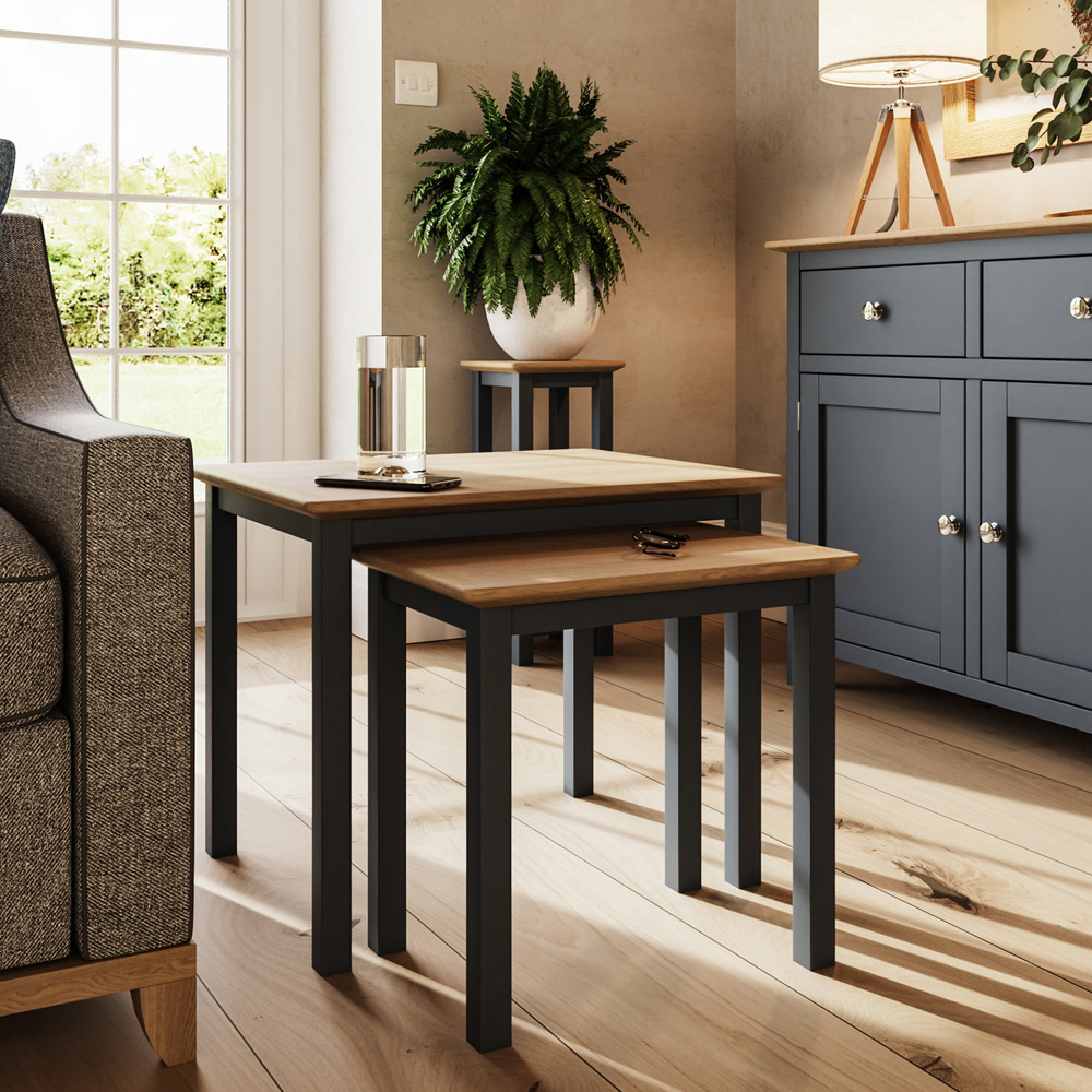 FWStyle Taberno Graphite Blue Nest of Table Set of 2 Image 4