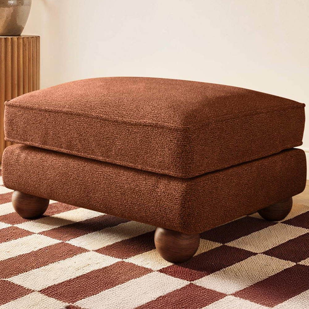 Solace+Co Addison Burnt Orange Velvet Wooden Footstool Image 1