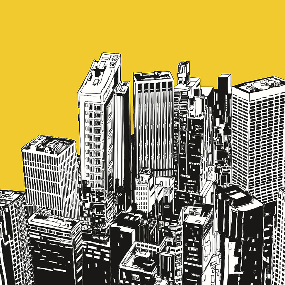 Origin Murals Urban City Skyscrapers Gold Wall Mural Image 2