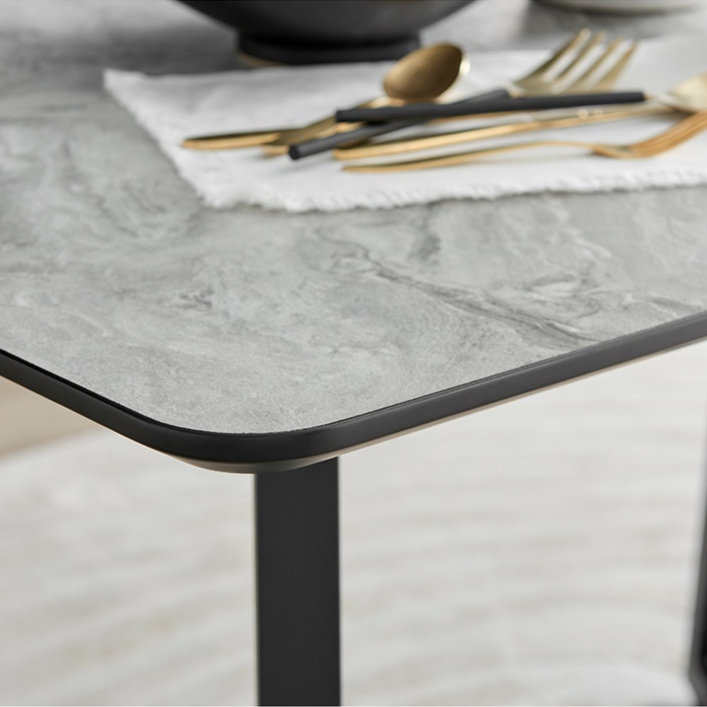 Furniturebox Copeland Valera Marble Effect 4 Seater Dining Set White Grey and Chrome Image 5