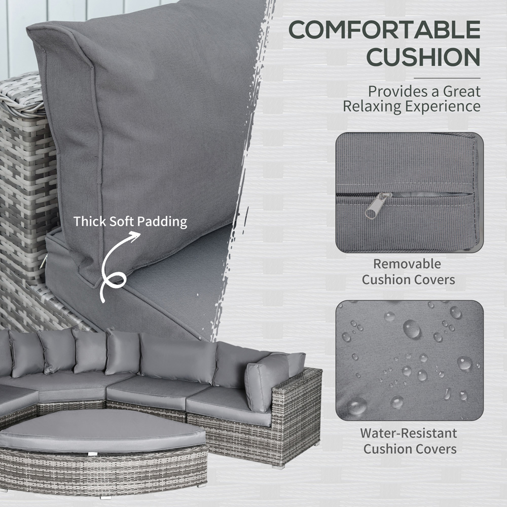 Outsunny 6 Seater Grey Rattan Wicker Sofa Lounge Set Image 5